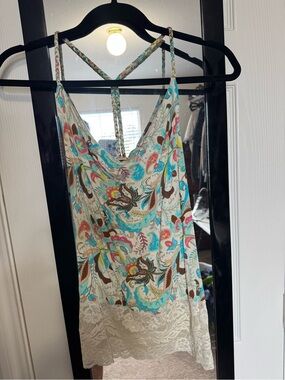 Baby Phat Paisley Lace-Trim Cami in Turquoise, Brown & Pink